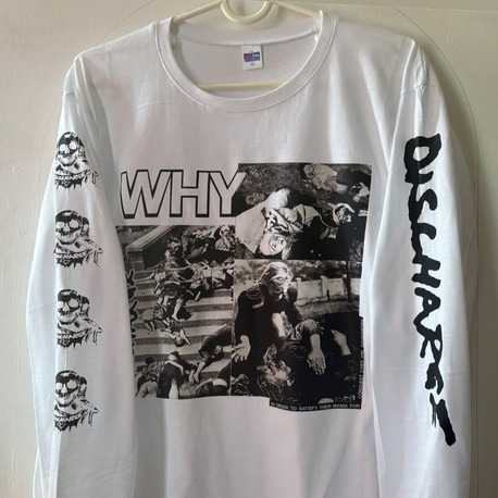 Discharge - Why - Beyaz UZUN KOLLU - Tshirt (Crust, Heavy Metal)