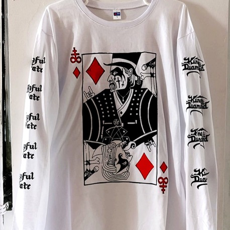 King Diamond - İskambil Kart özel tasarım - UZUN KOLLU Tshirt (Krem renk özel nadir baskı)