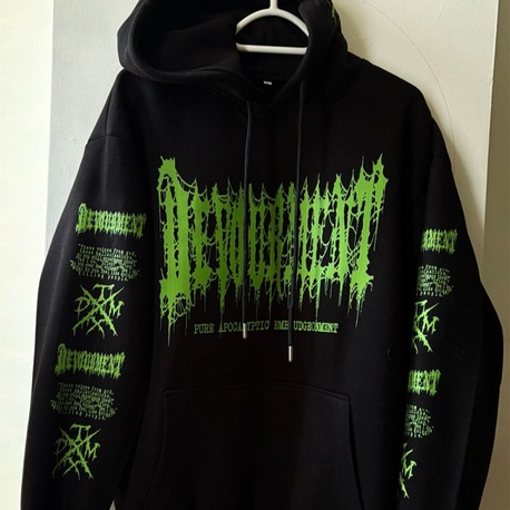Devourment- TXDM - Hoodie (yeşil)  (Ön + arka  + Kol baskı) (Kafa baskı opsiyonel)