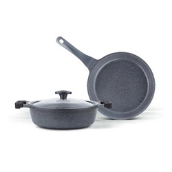 Thermoad Graneu Cam Kapaklı 26 cm 3 Parça Tava Tencere Seti
