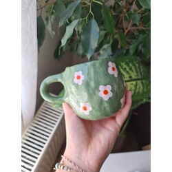 Çiçekli Kupa - tamamen el yapımı, sır altı