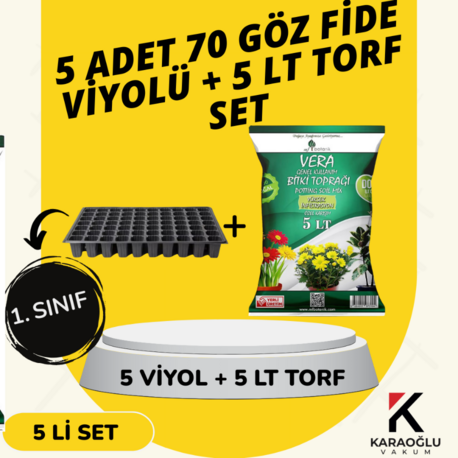5 ADET 70 GÖZ FİDE VİYOLÜ + 5 LİTRE İTHAL TORF