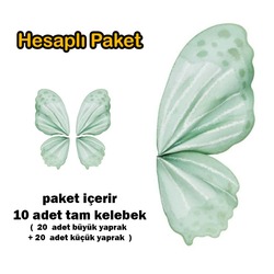 40 yaprakTrend Kore Kelebek Çiçek Ambalaj Kağıdı - mint