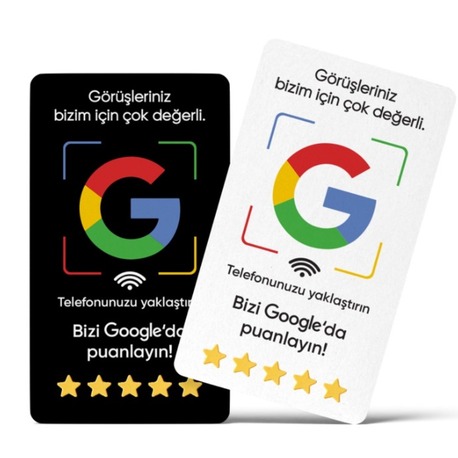 QR + NFC Google Yorum Kartı (Siyah/Beyaz Seçenekli)