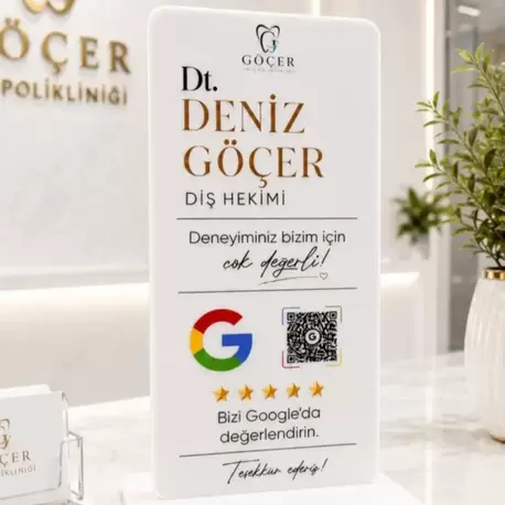  Tek QR Özellikli PleksiGlass Stant Dikey
