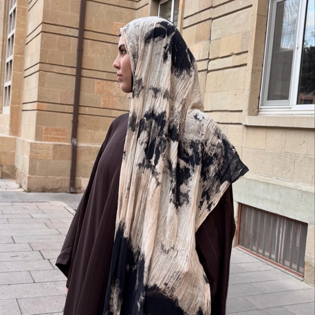 Çizgili acı kahve abaya