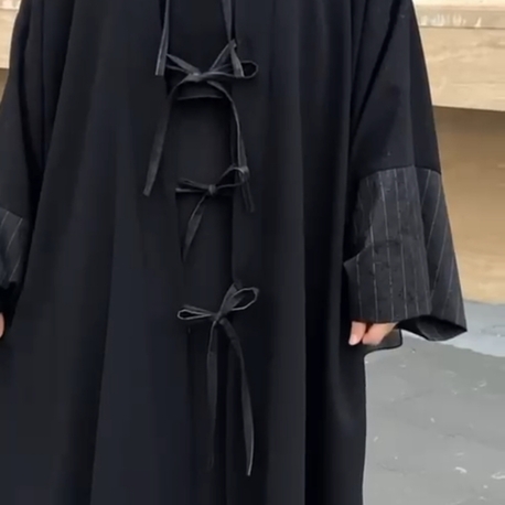 kolları çizgili Abaya