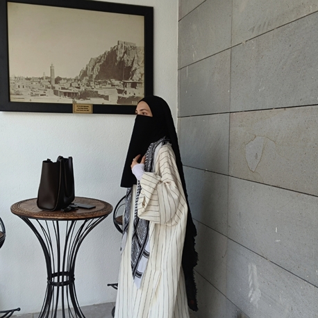 modal çizgili abaya 