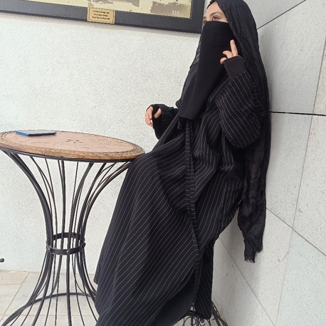 çizgili Siyah abaya 