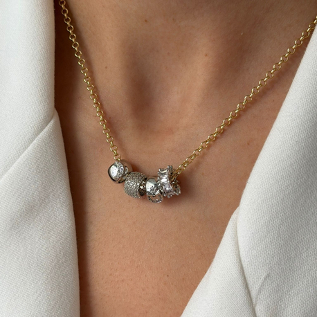 Gold Zincir Silver Charm Detaylı Kolye
