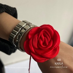 GÜL CHOKER KOLYE - KIRMIZI