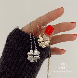 AÇILIR KAPANIR YONCA KOLYE - ÇELİK - ZİRKON TAŞLI - GOLD