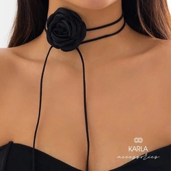 GÜL CHOKER KOLYE - SİYAH