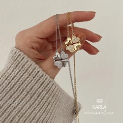 AÇILIR KAPANIR YONCA KOLYE - ÇELİK - ZİRKON TAŞLI - SİLVER
