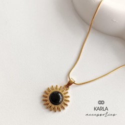 ÇELİK - DOĞAL TAŞ GÜNEŞ KOLYE - GOLD