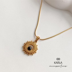 ÇELİK - DOĞAL TAŞLI VINTAGE KOLYE