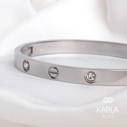 ÇELİK - TAŞLI CARTİER KELEPÇE - SİLVER