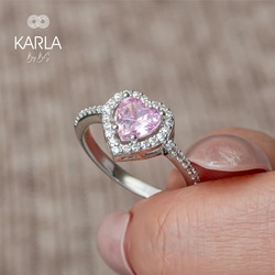 PANDORA KALPLİ YÜZÜK - PEMBE - SİLVER - ÇELİK (AYARLANABİLİR)
