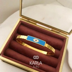 GÖZ MOTİFLİ MİNELİ KELEPÇE - ÇELİK - GOLD
