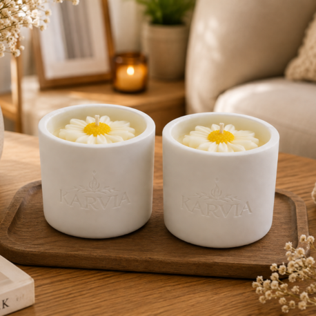 Karvia desenli dekoratif 2’li mum set