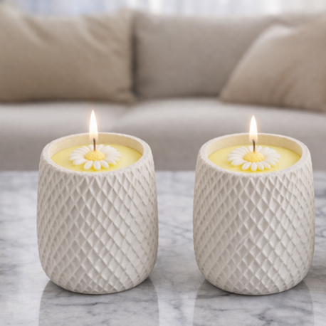 Karvia Kokulu Beton Mum Baklava Düz Set