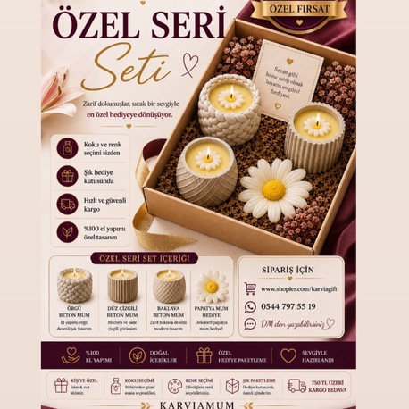 KarviaBeton DÜZ BAKLAVA  3lü ÖZEL SET + PAPATYA HEDİYE