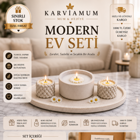 Karviamum Büyük düz beton, 2 adet örgü beton 3lü set 
