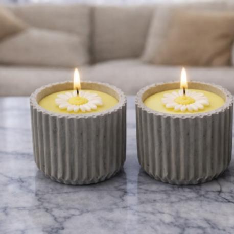 Karvia Kokulu Beton Mum Set Düz