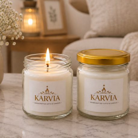 Karvia Dekoratif Mum – LUXE 210 cc | Cam Kavanoz | Koku ve Renk Seçenekli Mum