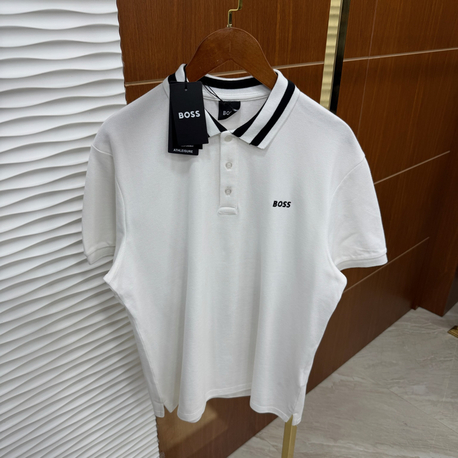 Boss Yakası Çizgili İthal Beyaz Polo Yaka