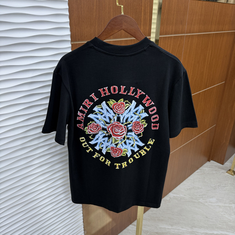 Amiri Hollywood Çiçekli İthal Siyah Tişört