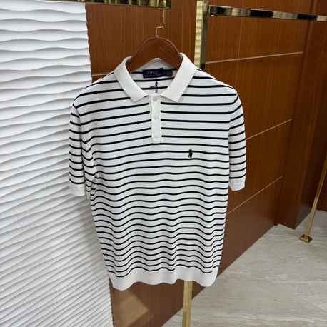 RL Siyah/Beyaz Çizgili İthal Polo Yaka