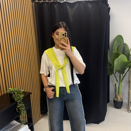 Bağlama Detaylı Tshirt Neon Yeşil