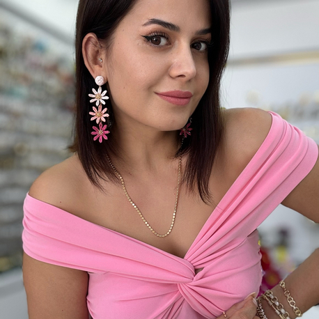 Hasır pembe küpe 