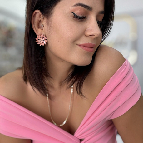 Kristal pembe küpe 