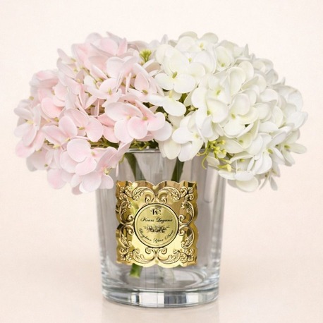 ELEGANCE KOKULU PEMBE-EKRU ORTANCA ISLAK ÇİÇEK GOLD KABARTMALI METAL ETİKET (BOY