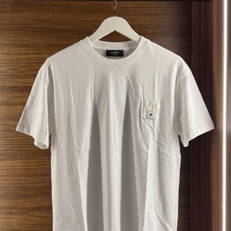 Amiri ™ Premium Metal Logo Beyaz T-shirt