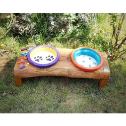Kestane Ağacı Standlı Köpek Mama ve Su Kabı - KDMK0412