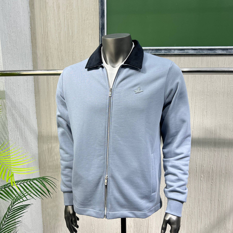 Beymen %100 İthal Pamuk Çift Fermuarlı Kadife Yakalı Comfort Hırka