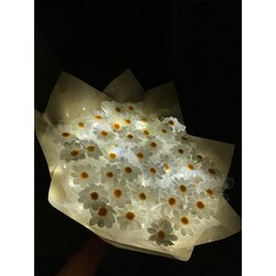 Işıklı yapay papatya buketi