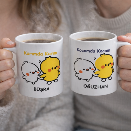 Kişiye Özel Karımda Karım – Kocamda Kocam Çift Kupa Bardak Seti
