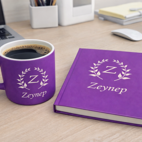 Kişiye Özel Ofis Seti – İsimli Kupa & Defter