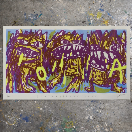 Cramped 40X70 cm Linoprint