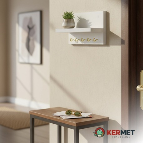 KermetHome Anahtar Askısı-5 Kanca Beyaz Anahtarlık Duvar