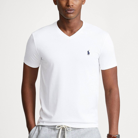 POLO RALPH LAUREN V YAKA PAMUK KUMAŞ TSHIRT İMZA MİDİLLİ NAKIŞ ORJ SERİES