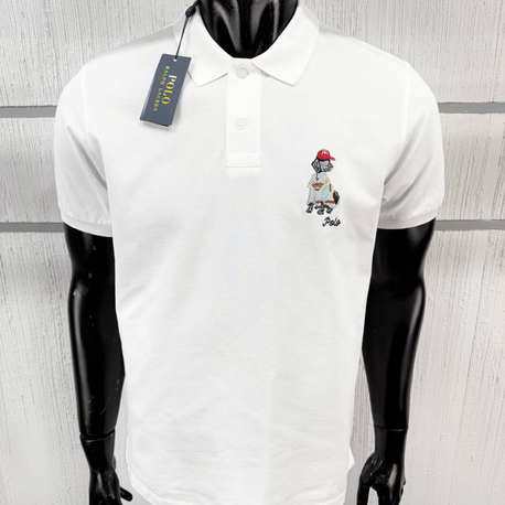 POLO RALPH LAUREN DOG NAKIŞ İŞLEMELİ PAMUK PİKE KUMAŞ POLO YAKA