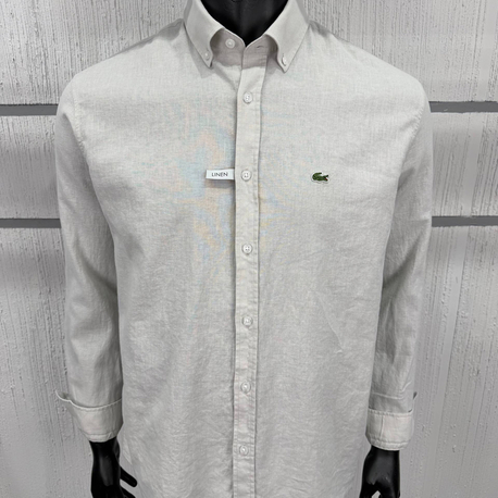LACOSTE KETEN GÖMLEK TİMSAH NAKIŞ İŞLEMELİ RAHAT KALIP