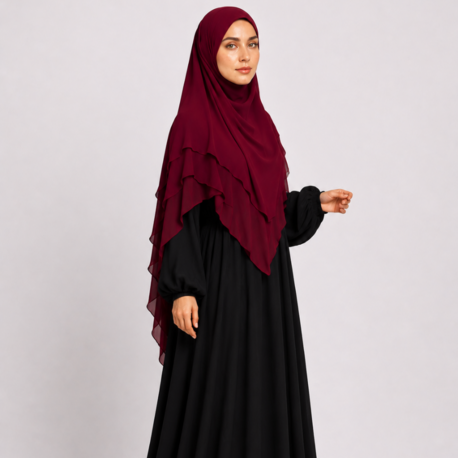 KHİMAR BALON KOL ELBİSE (SİYAH)
