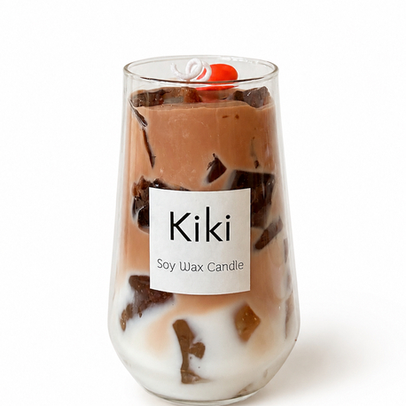 Buzlu Mocha Latte Görünümlü El Yapımı Soya Mum | Dekoratif Kokulu Mum | Kiki Candle