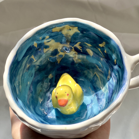 İçinde Ördek Figürlü El Yapımı Seramik Bardak | Duck Mug |  |ön sipariş|